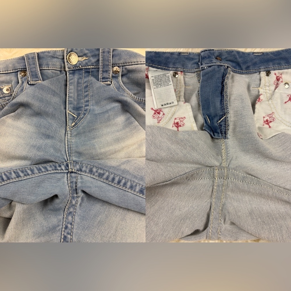 True Religion ‘Capri’ Cropped Jeans ~ in Light Blue Wash w/ Studs ~ Size 28 - Picture 10 of 16
